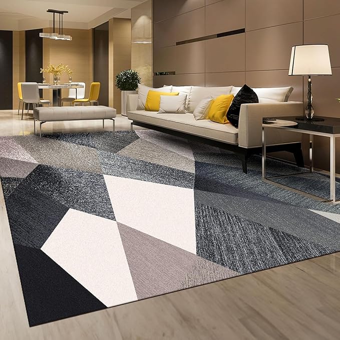 HOMFINE Washable Modern Area Rug - Geometry Style 6x9 Rugs for Living Room, Bedroom, Machine Washable Rug Soft Non Slip Non Shedding Area Rug - Green, 6'x9'