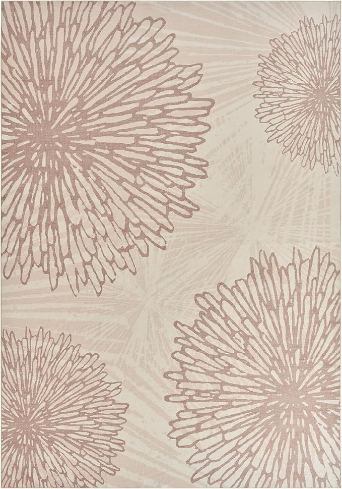 WITSHOCK 6x8 Area Rugs for Living Room: Beige Floral Washable Rugs for Bedroom Dining Room Office Nursery Modern Non-Slip Stain Resistant Low Pile Home Decor(Beige/Brown,6'x8')