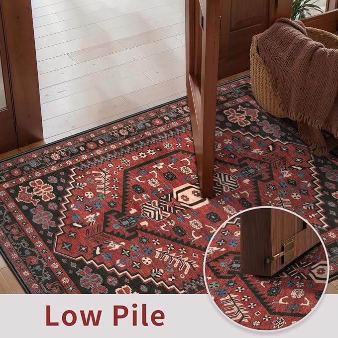 Ciicool Washable Runners Area Rug for Hallways, Ultra Soft 2x8ft Boho Runner Non-Slip Vintage Oriental Long Carpet for Kitchen Bedroom Laundry Bathroom