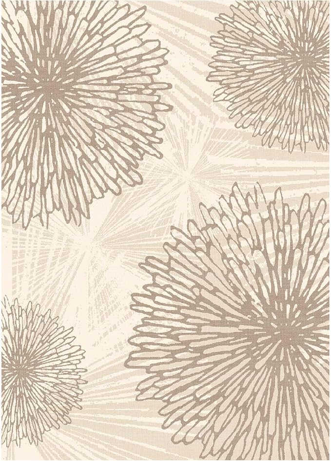 WITSHOCK 5x7 Area Rugs for Living Room: Beige Floral Washable Rugs for Bedroom Dining Room Office Nursery Modern Non-Slip Stain Resistant Low Pile Home Decor(Beige/Brown,5'x7')