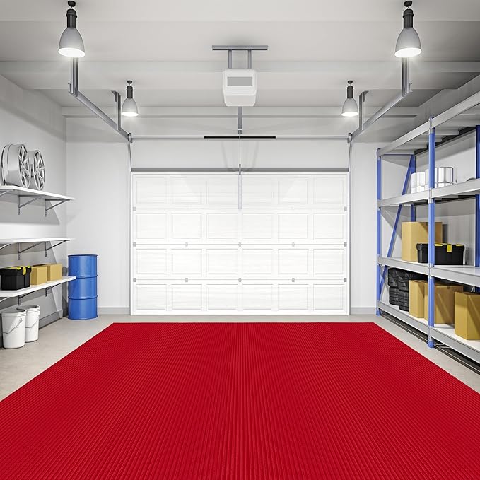 Ottomanson 6'6" x 44' Hallway Runner with Scraper Pile Extra Durable Non-Slip Rug Mat for Indoor & Outdoor Use - Ideal for Kitchen, Entryway, Patio & Garage - High-Traffic Carpet, Red