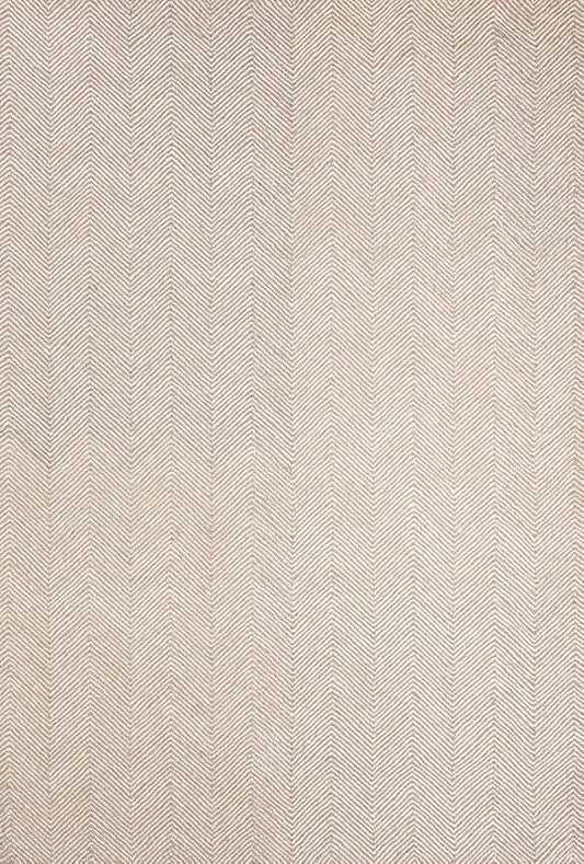Modern Herringbone Chevron Collection Handcrafted Wool Area Rug - Durable, Zigzag Pattern, for High Traffic, Contemporary Design for Living Room, Bedroom, Dining Room Decor (Sand Beige, 7' round)