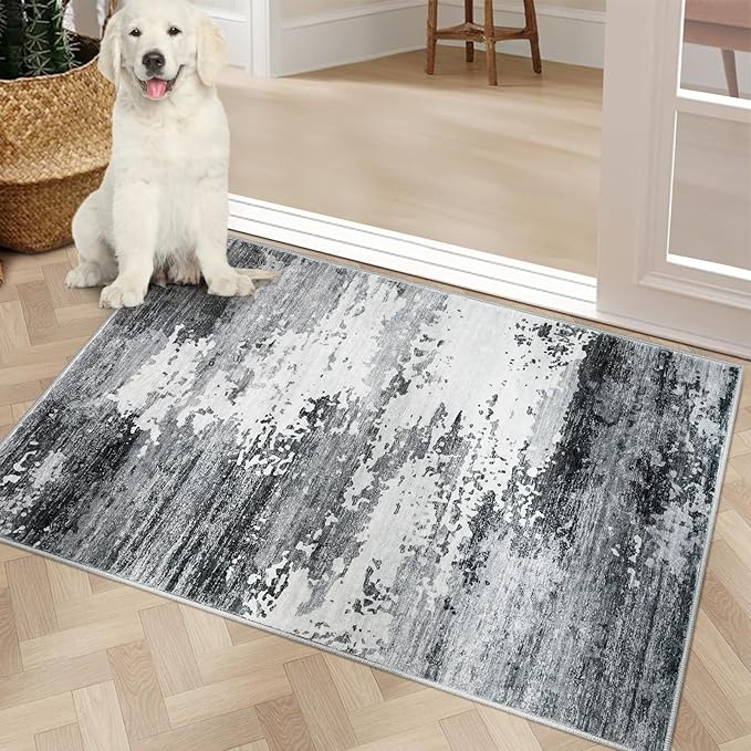 COMSLE Door Mat Soft Absorbent Indoor Front Entryway Rug Machine Washable Entrance Mats for Muddy Paws Non Slip Throw Rugs 32" x 48" Doormat for Inside Foyer Bedroom - Gray