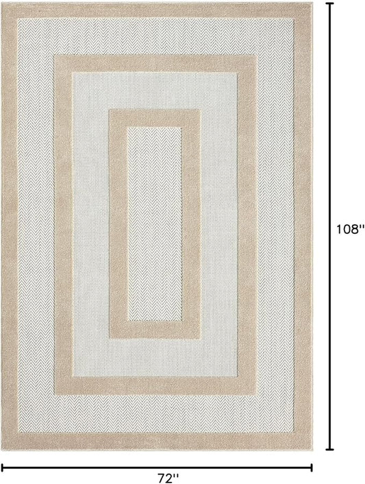 Abani Area Rugs - Modern Minimalist Pattern - Cream Rug for Living Room, Bedroom, Dining Room - Indoor/Outdoor - Easy to Clean - Non-Shedding - 6' x 9"