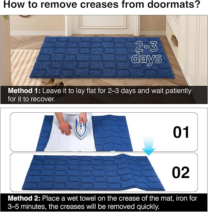 Front Door Mat Outside Entrance, Outdoor Indoor Door Mats for Entryway, Entrance, Entry, Patio, Waterproof Non Slip Doormat, Low-Profile, 31.5" × 39“, Navy Blue