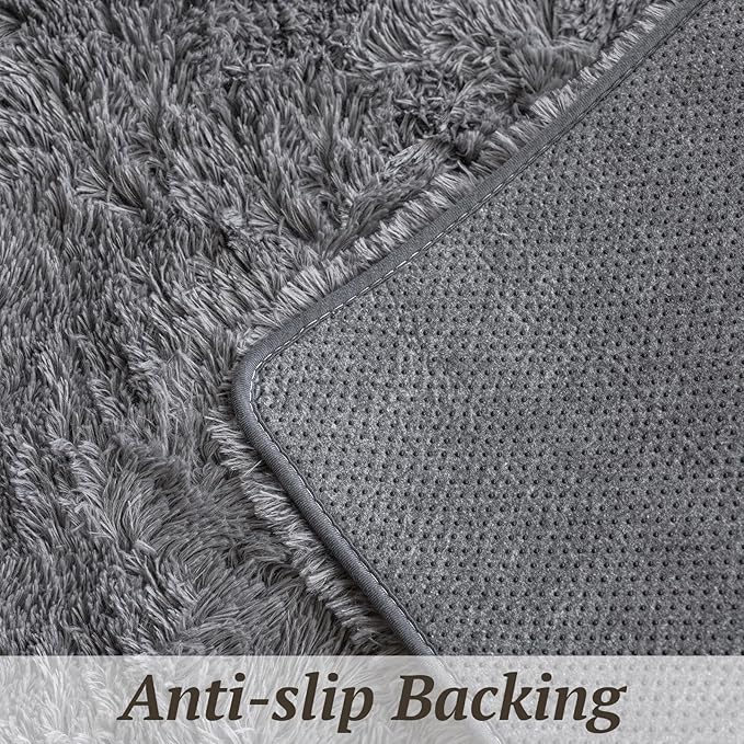 8x10 Area Rugs for Living Room Bedroom, Soft Fluffy Shaggy Bedside Rug, Indoor Floor Carpet for Kids Playroom, Dorms, Nursery Rooms, Home Decor (Grey 8'x10')