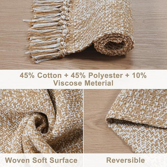 Collive Long Hallway Runner Rug 2x8, Boho Washable Runners Indoor Entryway Rugs Tan Cotton Woven Kitchen Runner Carpet, Farmhouse Low Profile Front Door Mats for Bedside Laundry Room Doorway