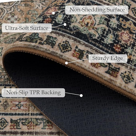 Area Rug Non Slip Machine Washable Ultra Soft Living Room/Bedroom/Kitchen/Outdoor/Classroom Vintage Brown, 2'×3'