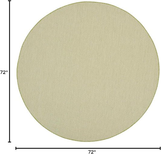 Nourison Home Courtyard Ivory Green 6' x Round Area Rug - Easy Clean, Non Shedding, Bed Room, Living Room, Dining Room, Kitchen (6' x Round)