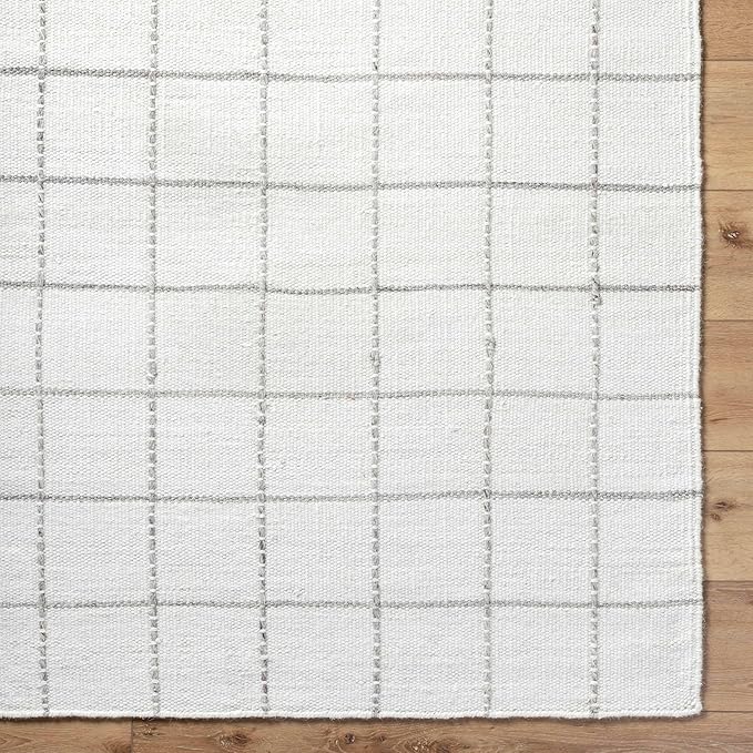 Mark&Day Wool Rugs, 2x8 Ishaq Cottage Off-White Runner Area Rug, White Silver Carpet for Hallway, Kitchen, Bedroom or Living Room (2'6" x 8' Runner)