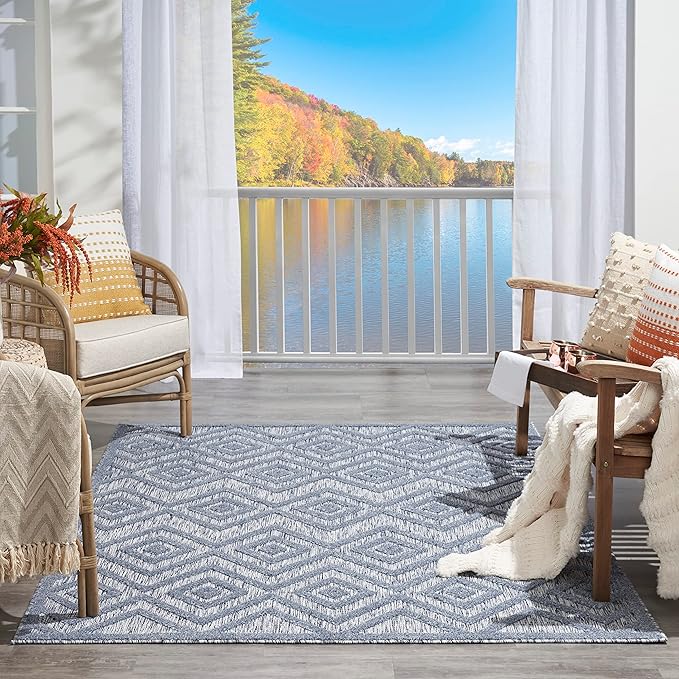 Nourison Home Versatile Denim Blue 5' x 7' Area Rug - Easy Clean, Non Shedding, Bed Room, Living Room, Dining Room, Kitchen (5' x 7')