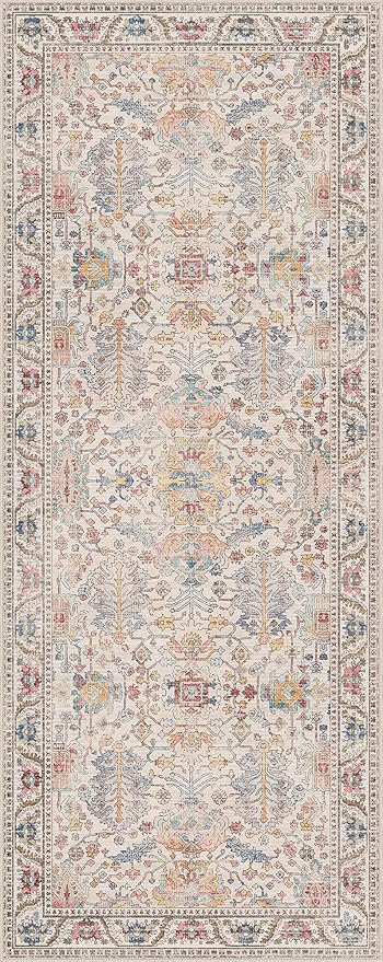 Bavni Runner Rug, Machine Washable Rugs for Bedroom 2x5, Non Slip Boho Rugs with Rubber Backing, Ultra-Thin Folable Rug Runner for Hallways Bathroom, Retro Multi
