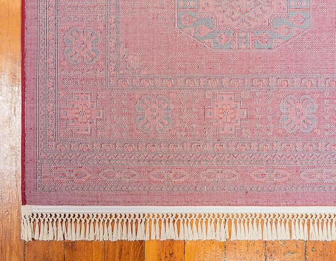 Unique Loom Tekke Collection Over-Dyed Saturated Traditional Torkaman Area Rug (6' 0 x 9' 0 Rectangular, Red/Black)