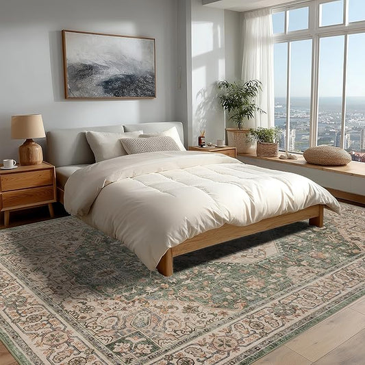 Area Rug Non Slip Machine Washable Ultra Soft Living Room/Bedroom/Kitchen/Outdoor/Classroom Celadon, 8'×10'