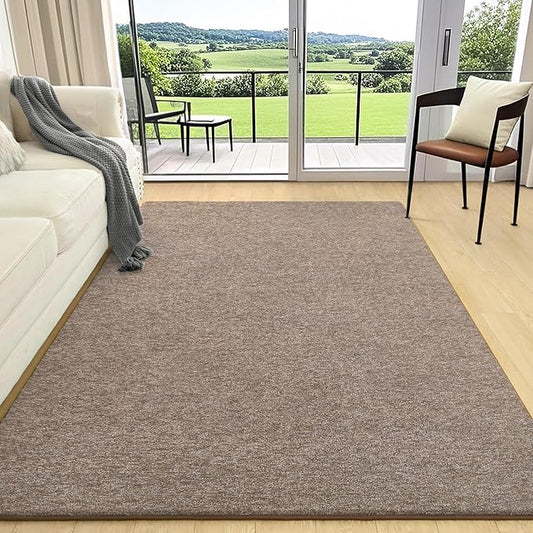 AROGAN Washable 6×9 Living Room Rug, Modern Area Rugs with Soft Memory Foam for Bedroom, Minimalist Non-Slip Indoor Floor Carpet for Dining Room Office Kids Playroom Decor, Matte Brown