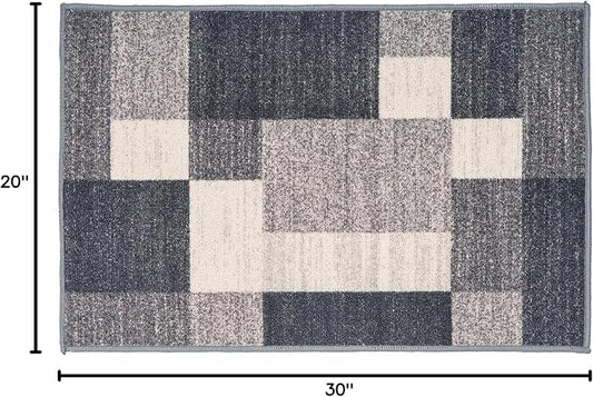 Rugshop Modern Boxes Design Non-Slip (Non-Skid) Area Rug 20" X 30" Gray