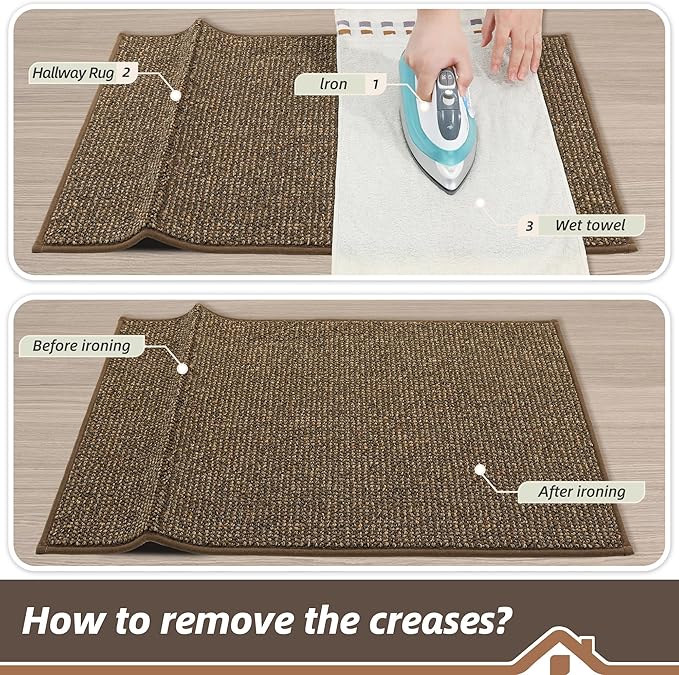 BEQHAUSE 20"x32" Entryway Rug Indoor Door Mat Non-Slip Washable, Hallway Rugs Absorbent & Stain Resist Hall Carpet Runner Rugs for Entryway, Front Door Floor Mats Laundry Room Rugs for Entry, Brown