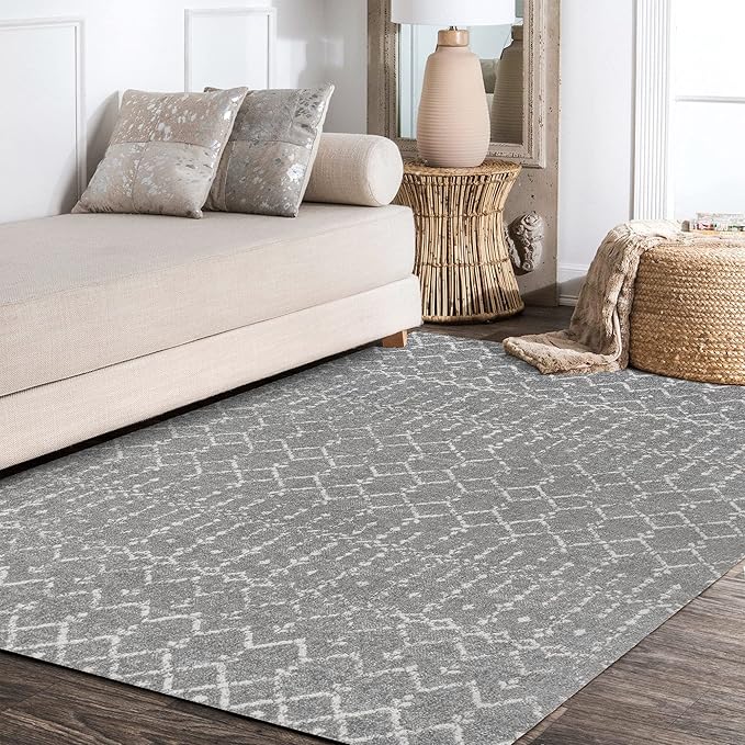 JONATHAN Y Boho Vintage Diamond Gray/Ivory Indoor Area Rug 8X10 ft, Moroccan Hype for Living Room, Bedroom, Kitchen, Office, Easy-Cleaning, High Traffic, Pet-Friendly, Non-Shedding (MOH101C-8)