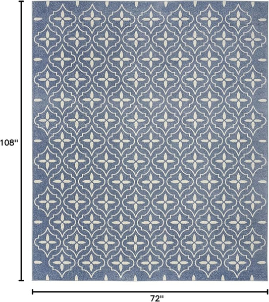 Nourison Home Nourison Essentials Blue Ivory 6' x 9' Area Rug - Easy Clean, Non Shedding, Bed Room, Living Room, Dining Room, Kitchen (6' x 9')
