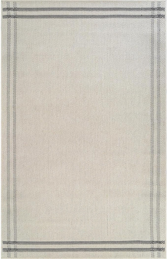 Easy Jute Rugs 6x9 Bordered Bone Color Living Room Indoor Outdoor Area Rug for Patio and Kitchen Rug High Traffic Washable Easy to Clean Solid Boho Woven Design Outside Carpet (6 x 9)