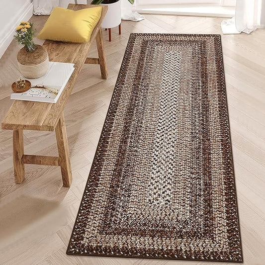 RUGSREAL Hallway Runner Rug 2.5x10 Long Kitchen Runner Rug with Rubber Backing Low Pile Stain Resistant Entryway Carpet Washable Modern Solid Color Mat for Living Room Bedroom, Dark Grey