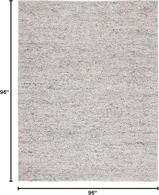 SAFAVIEH Natura Collection Area Rug - 8' Square, Light Grey & Ivory, Handmade Wool Blend, Textured Design, Ideal for Living Room, Bedroom, Dining Space (NAT620G)