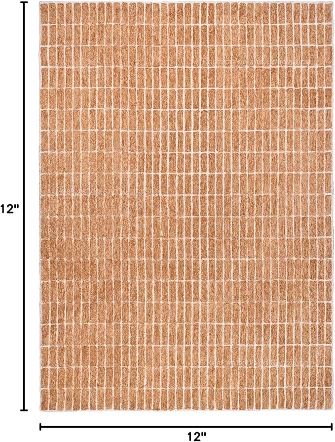 Hand-Tufted 100% Wool Area Rug – Unique Modern Geometric Grid Pattern, Soft Plush Textured Carpet for Living Room, Bedroom, Dining Room & Entryway (Gold, 10' x 14')