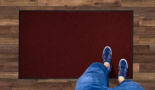 WaterHog Diamond | Commercial-Grade Entrance Mat with Rubber Border – Indoor/Outdoor, Quick Drying, Stain Resistant Door Mat (Red/Black, 3' x 5')