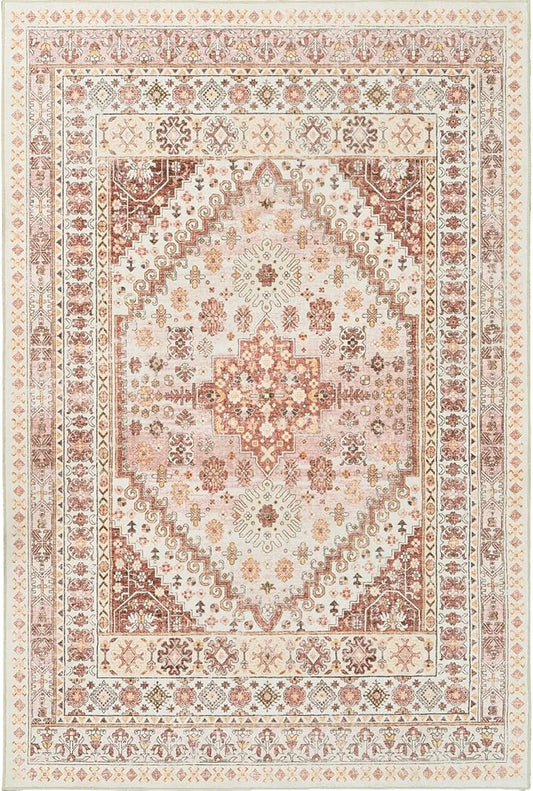 zesthome 8x10 Area Rugs for Living Room,Non-Slip Backing Washable Rugs,Vintage Large Area Rug,Stain Resistant Home Decor Rug