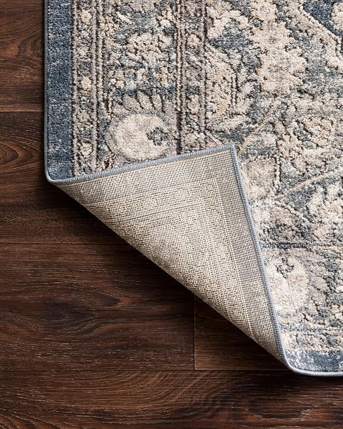 Loloi Teagan Collection TEA-01 Denim/Mist 9'-9" x 13'-6" Area Rug, Large, Soft Neutral Rug, High-Traffic for Living Room, Bedroom, Home Office, Dining Area