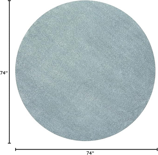 Eyely UES100S-6R Supersoft Haze Solid Low-Pile Indoor Area Rug, Coastal, Bohemian, Minimalist, Classic, Casual for Bedroom,Kitchen,Living Room,Non Shedding,Easy-Washing, Blue, 6' Round