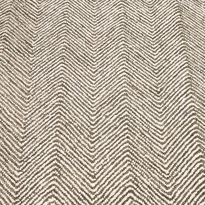 Modern Herringbone Chevron Collection Handcrafted Wool Area Rug - Durable, Zigzag Pattern, for High Traffic, Contemporary Design for Living Room, Bedroom, Dining Room Decor (Dark Olive, 9' round)