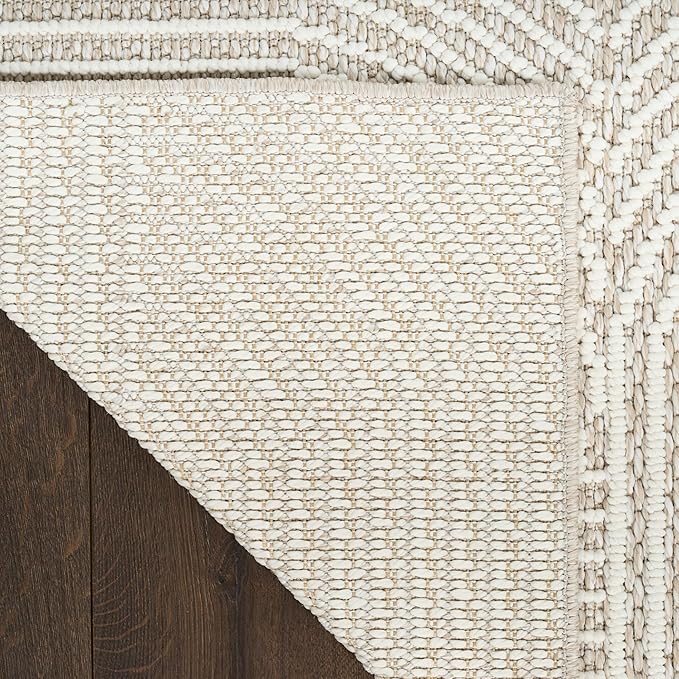 Nourison Home Textured Home Beige Ivory 3'11" x 5'11" Area Rug - Easy Clean, Non Shedding, Bed Room, Living Room, Dining Room, Kitchen (4' x 6')