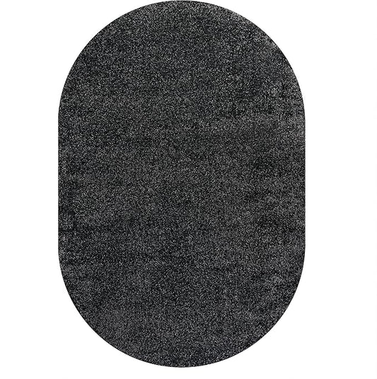 Eyely UES100I-4OV Supersoft Haze Solid Low-Pile Indoor Area Rug Casual;Contemporary;Solid;Traditional, Bedroom, Kitchen, Living Room, Easy-Cleaning, Non-Shedding, 4 X 6 Oval, Black