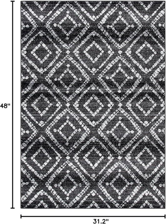 SAFAVIEH Adirondack Collection Accent Rug - 2'6" x 4', Black & Ivory, Modern Distressed Design, Non-Shedding & Easy Care, Ideal for High Traffic Areas in Entryway, Living Room, Bedroom (ADR131A)