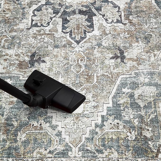 Keen Home Design 6x9 Rug - Machine Washable Area Rug with Non-Slip Backing, Ideal for Living Room, Dining Room, Bedroom - Vintage, Easy Clean, Durable, Low Pile - (6' x 9')