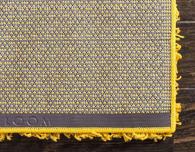 Unique Loom Solid Shag Collection Area Rug (6' 1" x 9' Rectangle, Tuscan Sun Yellow)