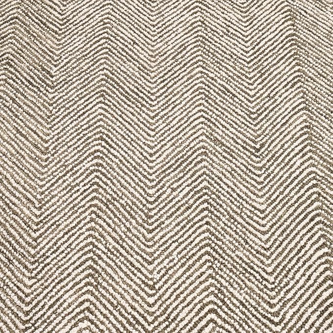 Modern Herringbone Chevron Collection Handcrafted Wool Area Rug - Durable, Zigzag Pattern, for High Traffic, Contemporary Design for Living Room, Bedroom, Dining Room Decor (Dark Olive, 10' x 10')