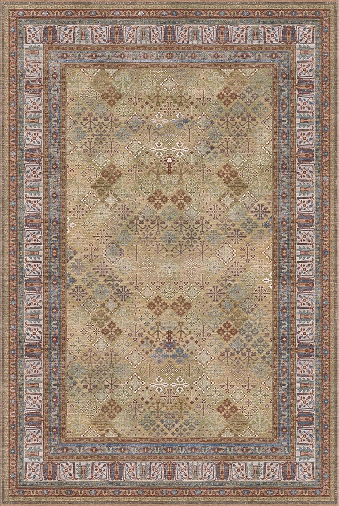 Kuden 2x3 Small Rug, Machine Washable, Non-Slip Backing, Vintage Style, Soft, Low Pile, Area Rugs for Entryway Kitchen Indoor Entrance