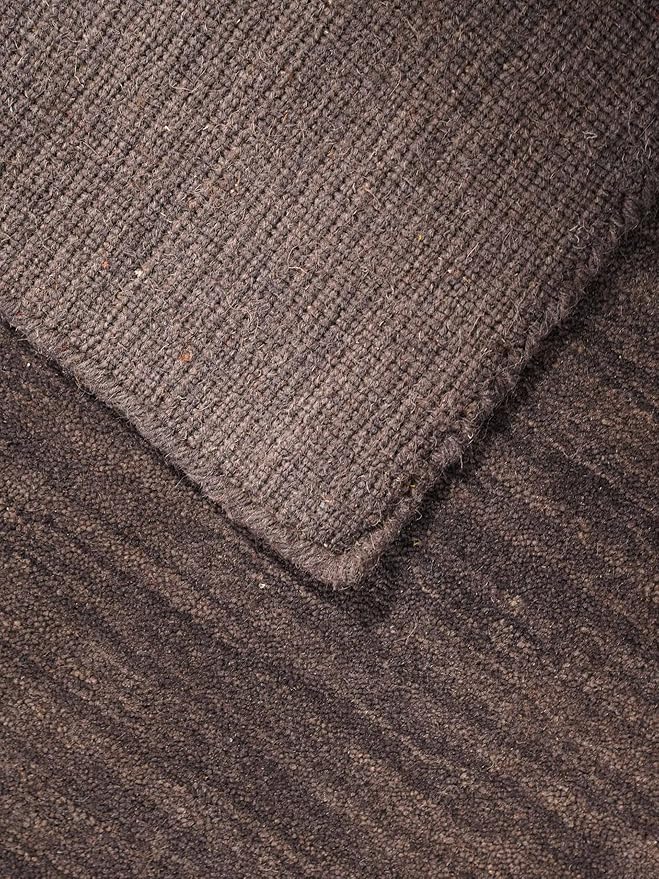 Hand Knotted Loom Wool ECO-Friendly Area Rugs - 6'7''x9'10'', Rectangle Shape, Charcoal Color, Plain Solid Design, High Pile Thick Handmade Anti Skid Area Rugs (L00111)