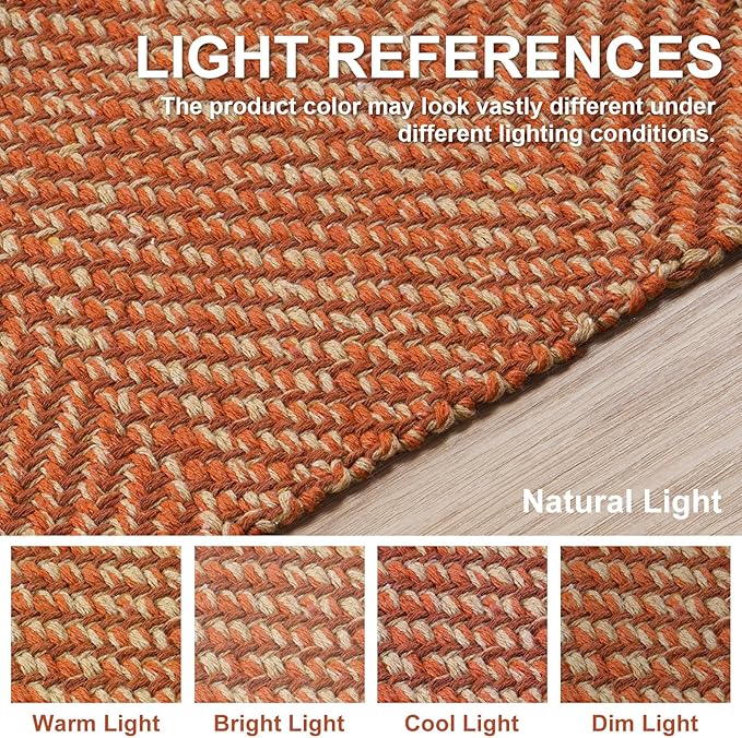 Collive Long Hallway Rug, 2.6' x 7', Washable Indoor Entryway Rug, Terracotta Braided Woven Rugs, Low-Profile Floor Carpet for Laundry Room, Bedroom