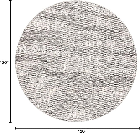 Safavieh Natura Collection Area Rug - 10' Round, Light Grey & Ivory, Handmade Wool Blend, Textured Design, Ideal for Living Room, Bedroom, Dining Space (NAT620G)