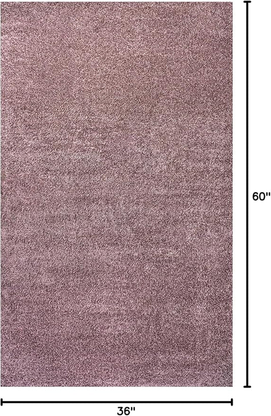 Eyely UES100R-3 Supersoft Haze Solid Low-Pile Indoor Area Rug Casual;Contemporary;Solid;Traditional, Bedroom, Kitchen, Living Room, Easy-Cleaning, Non-Shedding, 3 X 5, Light Purple