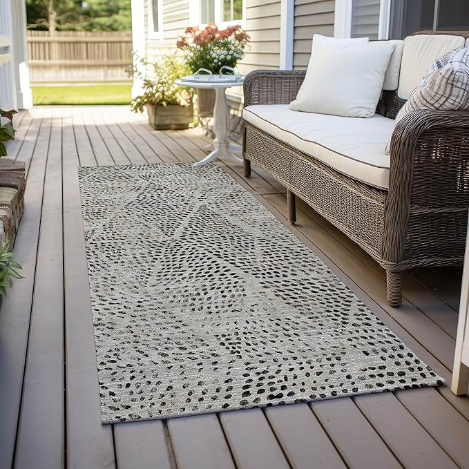 Addison Rugs Chantille ACN591 Gray 2'3" x 7'6" Indoor Outdoor Hallway Runner Rug, Stain Resistant Washable Kitchen Area Carpet for Bathroom, Laundry and Bedroom Rug
