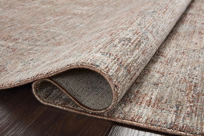 Loloi Magnolia Home by Joanna Gaines Millie Collection MIE-04 Brick/Fog 5'-3" x 5'-3", .25" Pile Height, Round Area Rug