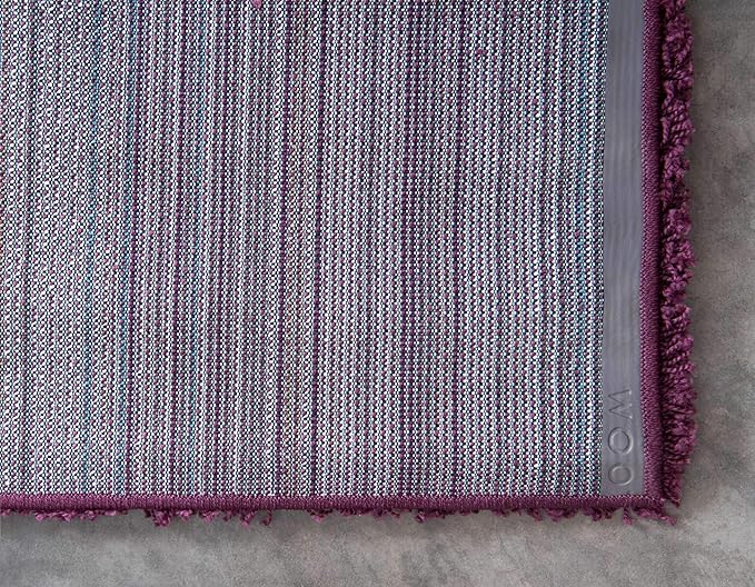 Unique Loom Solid Shag Collection Area Rug (2' 6" x 19' 8" Runner, Eggplant Purple)