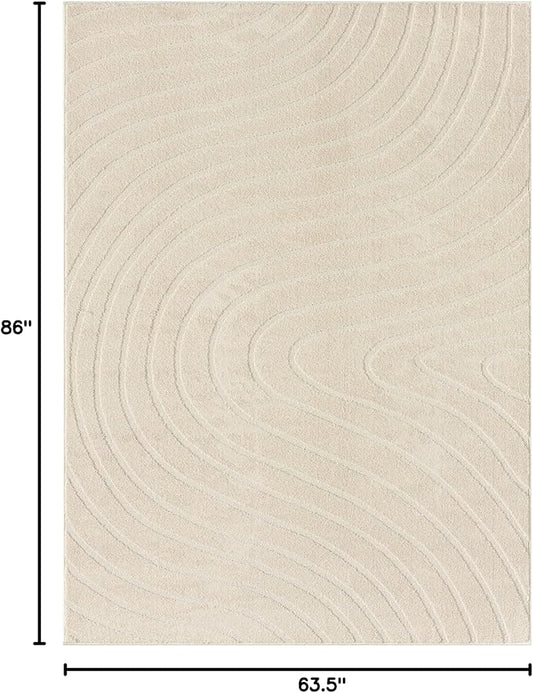 LUXE WEAVERS Modern Geometric Wave Cream 5x7 Area Rug