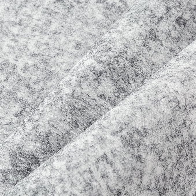 5x7 Area Rug Washable Vintage Living Room Carpet Large Indoor Non Slip Grey Bedroom Distressed Low Pile Retro Accent Throw Rug for Dining Room