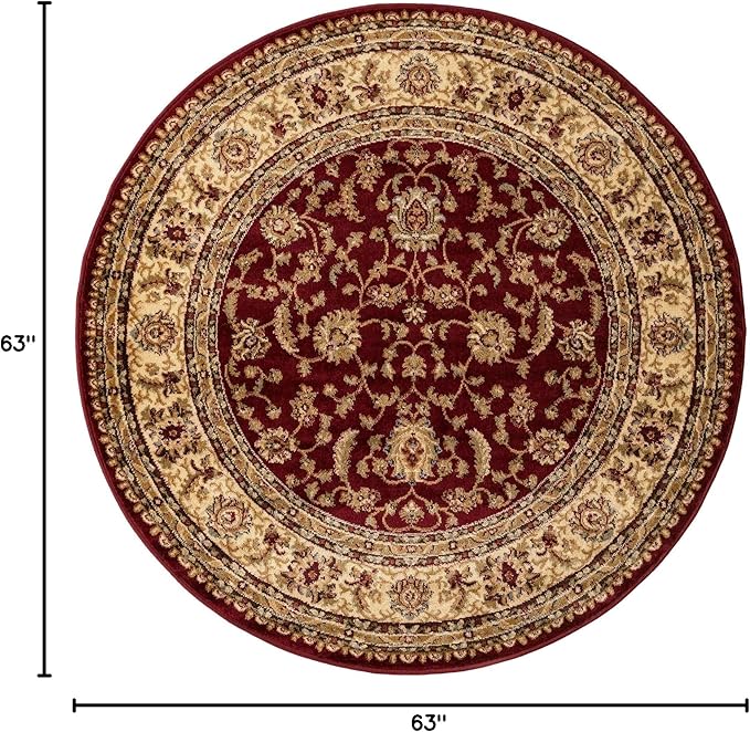 Unique Loom Voyage Collection Traditional Oriental Classic Intricate Design Area Rug (5' 0 x 5' 0 Round, Red/Gold)