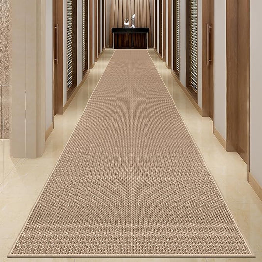 Rubber Runner Rug for Hallways Non Slip, Low Pile Long Laundry Room Mat Hall Jute Rug Runner Carpet Non Skid